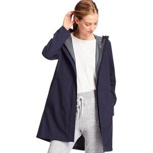 Uniqlo Blocktech Windbreaker Long Raincoat Womens Size M Hooded Jacket Navy